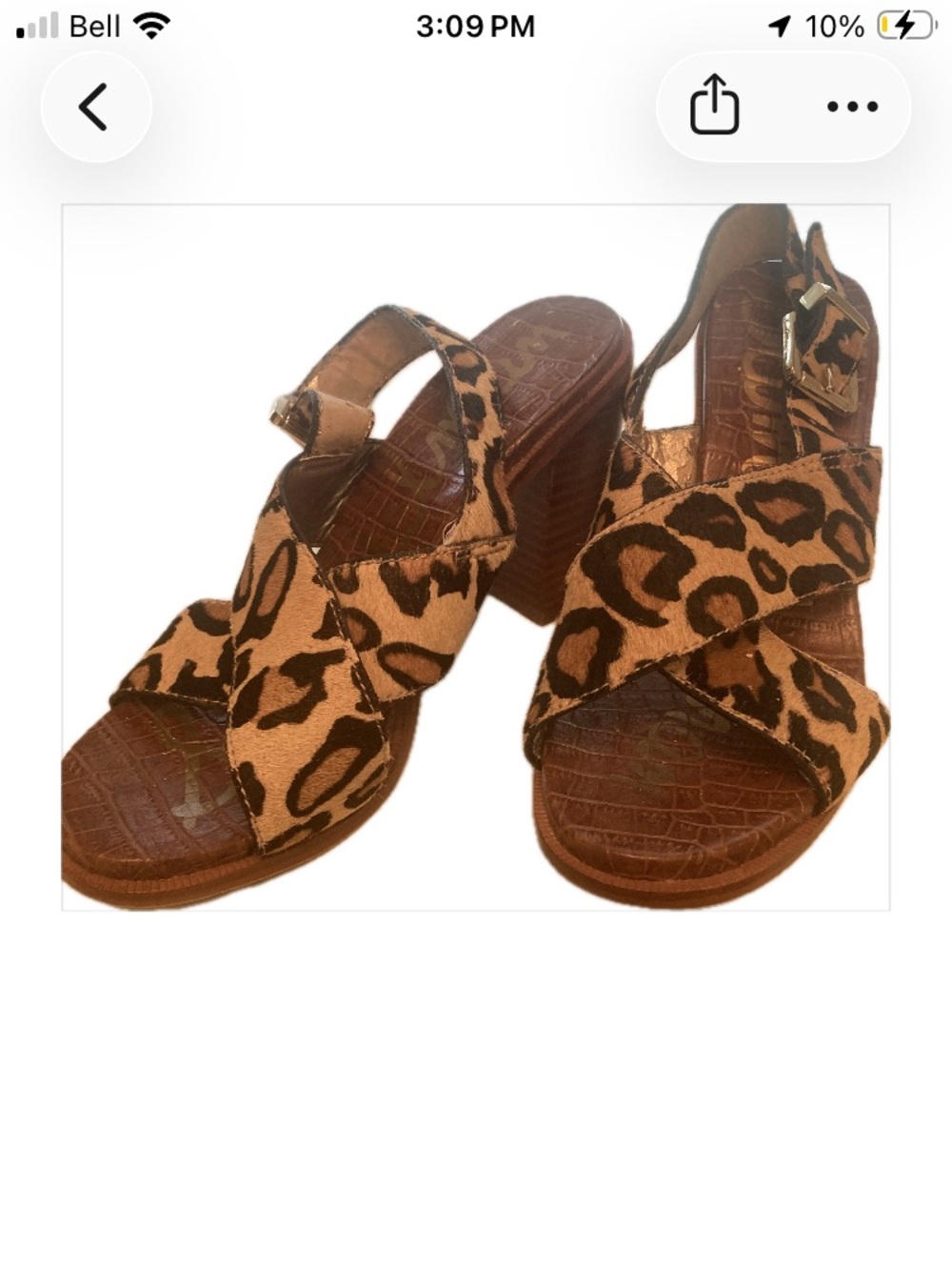 Leopard Print Cross-Strap Women's Sandals - Brown